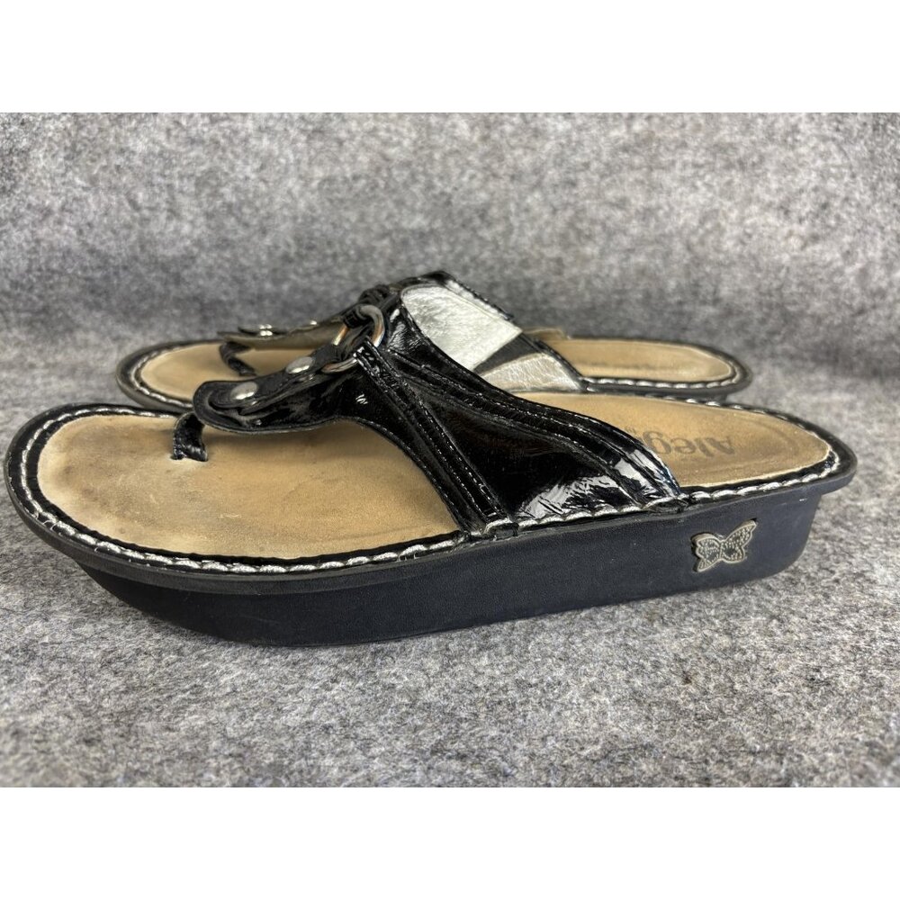 Alegria‎ Shoes Womens Size 9 39 Patent Leather Thong Sandals PG Lite Comfort